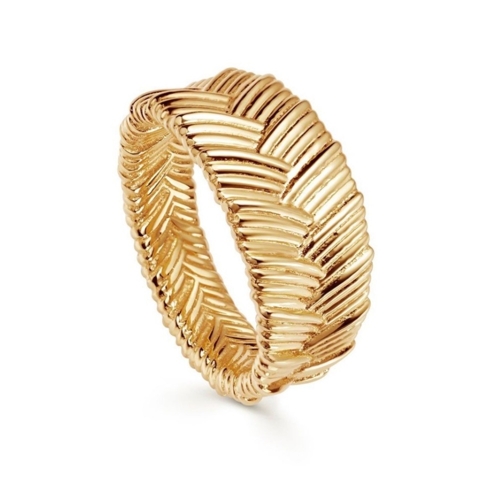 MISSOMA Wide Braid Ring 18k Gold Plated on Brass Statement Ring size 6.5-6.75